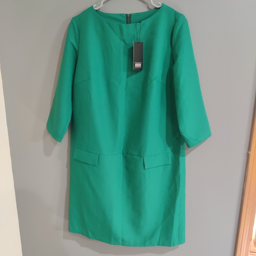 Maurini Women's Size XXL Solid Green Casual Dress New